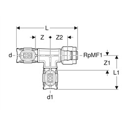 Lot de 5 tés FlowFit avec MasterFix, embranchement Ø 15 mm 620.781.00.1