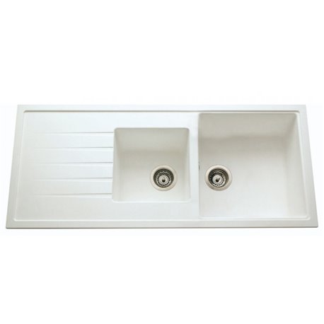 Evier Ancoline 2 bacs + 1 égouttoir Granit blanc Evier Ancoline 2 bacs + 1 égouttoir Granit blanc
