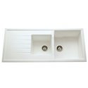 Evier Ancoline 2 bacs + 1 égouttoir Granit blanc
