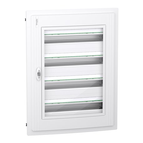 Coffret électrique PrismaSeT XS LVSXH424 4 rangées de 24 modules encastré avec porte transparente