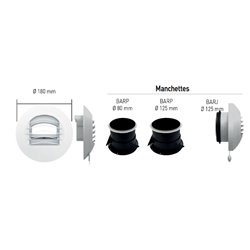 Bouche d'extraction autoréglable BAR 30 m3/h Ø80 mm manchette placo
