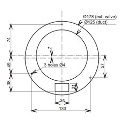 Bouche d'extraction bi-débits 7,5/75 m3/h avec manchette Ø125 mm