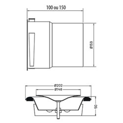 Bouche d'extraction et d'insufflation métallique réglable ø 160 mm réglage par molette excentrée
