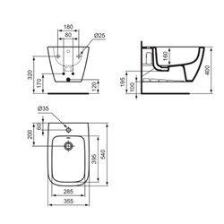 Bidet suspendu I.Life B 54x35,5 cm Blanc