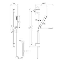 Ensemble de douche Idealrain barre 60 cm chrome