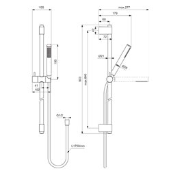 Ensemble de douche Idealrain barre 90 cm or brossé