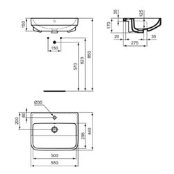 Lavabo I.Life B 1 trou 55x44