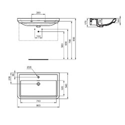 Lavabo Calla 1 trou 86,5x54