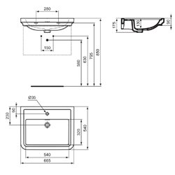 Lavabo Calla 1 trou 66,5x54