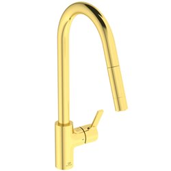 Mitigeur de cuisine Gusto douchette extractible 2 jets or brossé