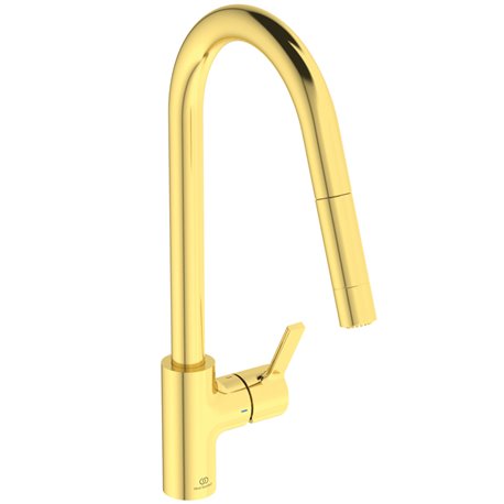 Mitigeur de cuisine Gusto douchette extractible 2 jets or brossé