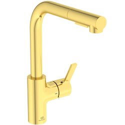 Mitigeur de cuisine Gusto tube L 2 jets or brossé