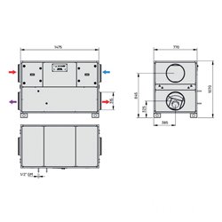VMC double flux tertiaire CADB/T-HE PRO-REG Droite Vertical Avec batterie électrique 1600 m3/h