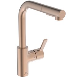Mitigeur de cuisine Gusto tube L 2 jets cuivre brossé