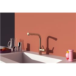 Mitigeur de cuisine Gusto tube L 2 jets cuivre brossé