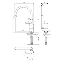 Mitigeur de cuisine Olyos C3 bec tube chromé