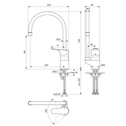 Mitigeur de cuisine Olyos C2 bec tube chromé