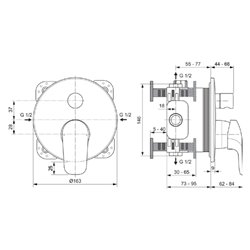 Mitigeur bain-douche à encastrer Ceraflex chromé
