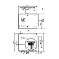 Caisson de ventilation CACB ECM 1200 m3/h Coudé à 90° Dépressostat + interrupteur