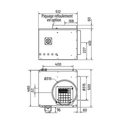 Caisson de ventilation CACB ECM 1500 m3/h Coudé à 90° Dépressostat + interrupteur