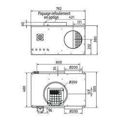 Caisson de ventilation CACB ECM 1500 m3/h Double aspiration Interrupteur