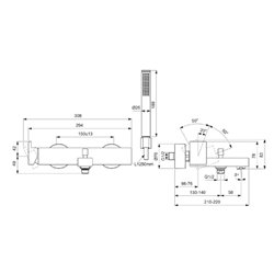 Mitigeur avec ensemble bain-douche Extra or brossé
