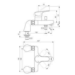 Mitigeur bain-douche colonettes Olyos chromé