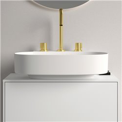 Mélangeur lavabo Joy or brossé 3 trous avec tirette et vidage bonde métal