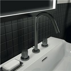 Mélangeur lavabo Joy gris magnétique 3 trous avec tirette et vidage bonde métal