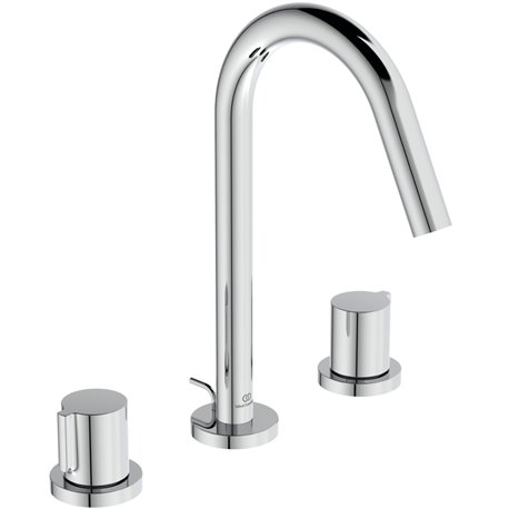 Mélangeur lavabo Joy chromé 3 trous avec tirette et vidage bonde métal  BC783AA Ideal Standard