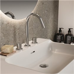 Mélangeur lavabo Joy chromé 3 trous avec tirette et vidage bonde métal