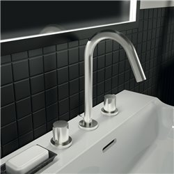 Mélangeur lavabo Joy gris orage 3 trous avec tirette et vidage bonde métal