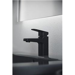 Mitigeur lavabo Ceraplan noir mat avec tirette et vidage bonde métal
