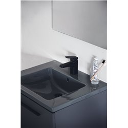 Mitigeur lavabo Ceraplan noir mat avec tirette et vidage bonde métal