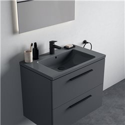 Mitigeur lavabo Ceraplan grande noir mat avec tirette et vidage bonde métal