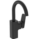 Mitigeur lavabo Ceraplan col de cygne noir mat sans tirette ni vidage