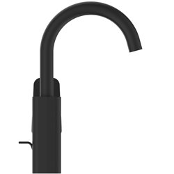 Mitigeur lavabo Ceraplan col de cygne noir mat avec tirette et vidage bonde métal