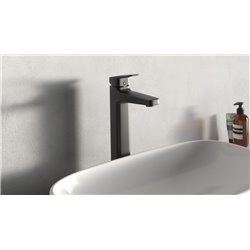 Mitigeur lavabo Ceraplan réhaussé noir mat sans tirette ni vidage