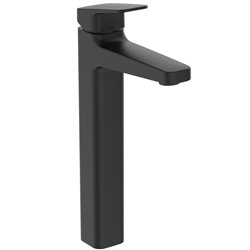 Mitigeur lavabo Ceraplan réhaussé noir mat avec tirette et vidage bonde métal