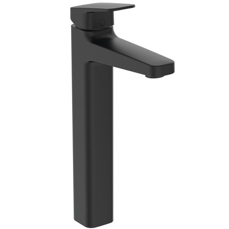 Mitigeur lavabo Ceraplan réhaussé noir mat avec tirette et vidage bonde métal