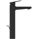 Mitigeur lavabo Ceraplan réhaussé noir mat avec tirette et vidage bonde métal