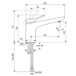 Mitigeur lavabo Conca chromé sans tirette ni vidage
