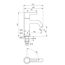 Robinet lavabo Joy gris orage