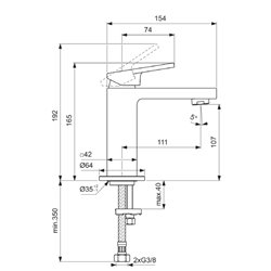 Mitigeur lavabo Extra gris magnétique sans tirette ni vidage