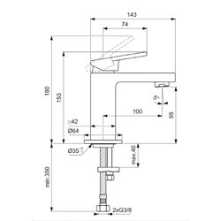 Mitigeur lavabo Extra piccolo chromé sans tirette ni vidage