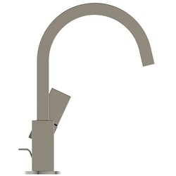 Mitigeur lavabo Extra col de cygne gris orage avec tirette et vidage bonde métal