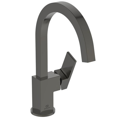 Mitigeur lavabo Extra col de cygne gris magnétique sans tirette ni vidage