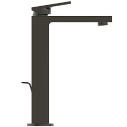 Mitigeur lavabo Extra réhaussé gris magnétique avec tirette et vidage bonde métal