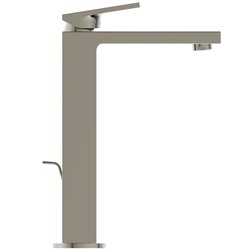 Mitigeur lavabo Extra réhaussé gris orage avec tirette et vidage bonde métal