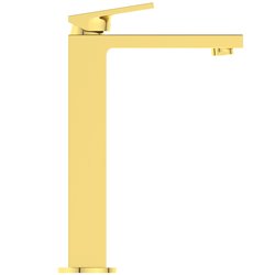 Mitigeur lavabo Extra réhaussé or brossé sans tirette ni vidage